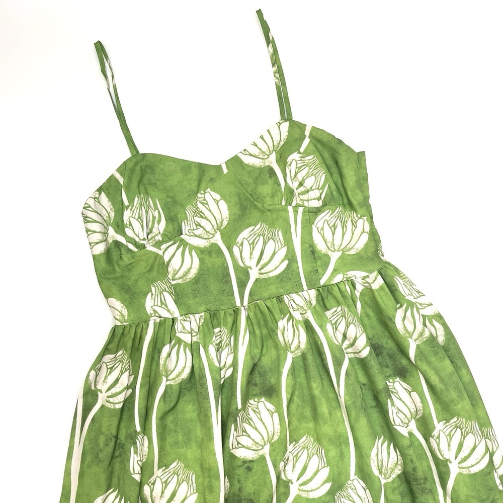 Sunday Up Women's Maxi Dress Green With Boning In Bodice Spaghetti Straps Large